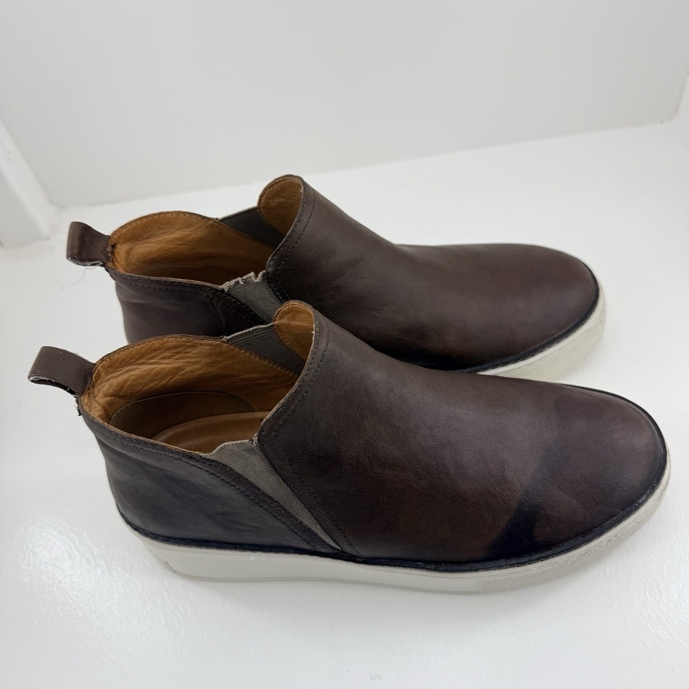 J/Slides Mika Platform Chelsea Sneaker Booties Womens 8.5 Brown Leather Slip On - Picture 7 of 11